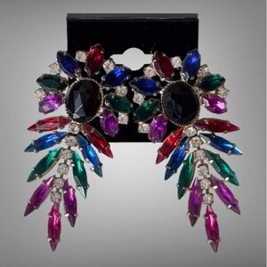 🌼VTG Colorful Rhinestone Cascade Earrings